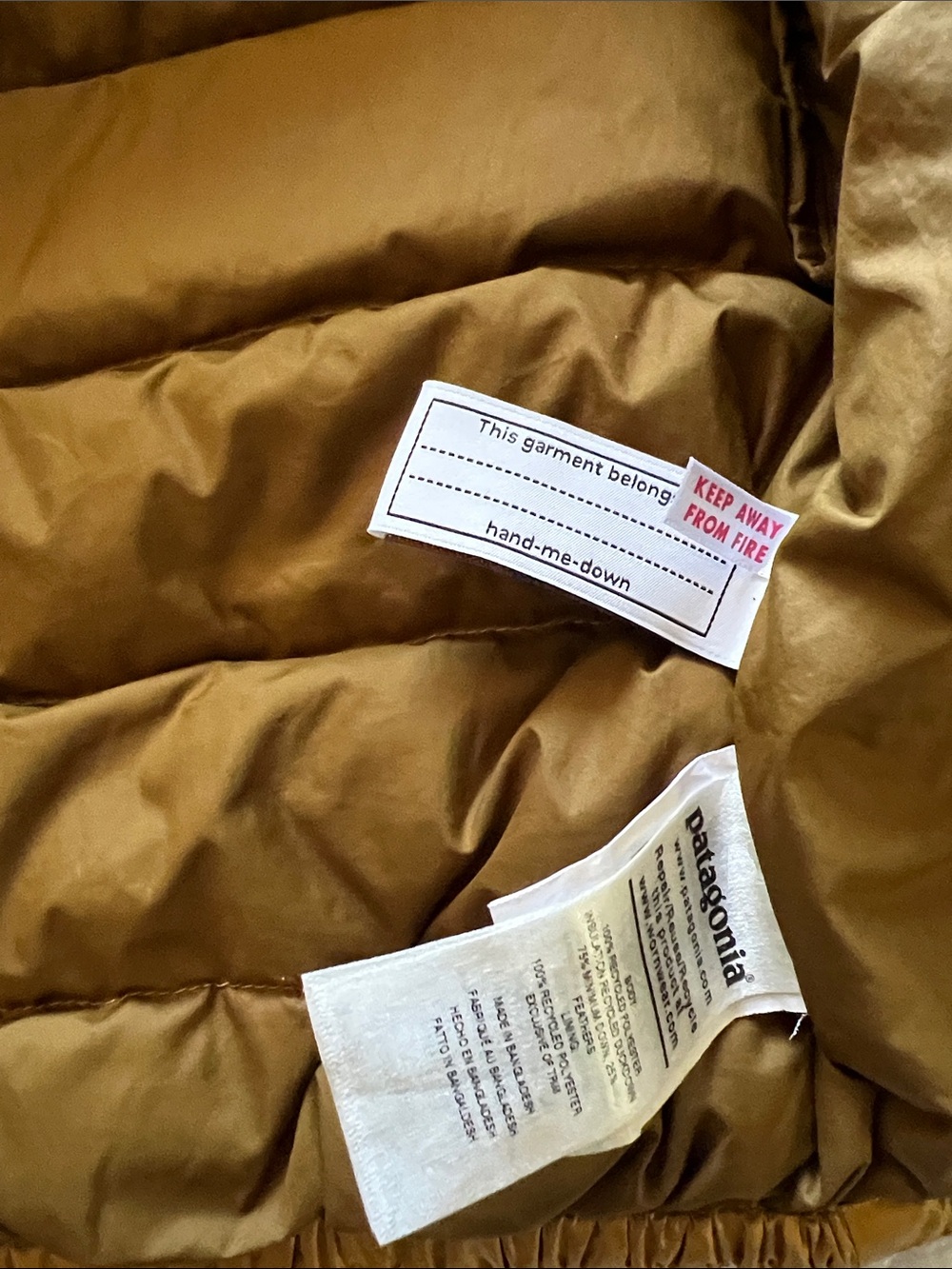Patagonia Kids' Hooded Puffer Jacket in Mustard- my baby used 12+months - Picture 3 of 5